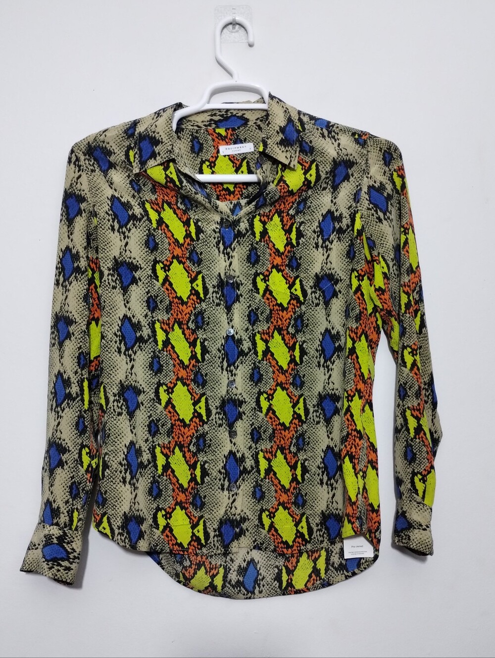 Equipment Femme Multicolor Snake Print Silk Button Up Shirt Blouse Women's S